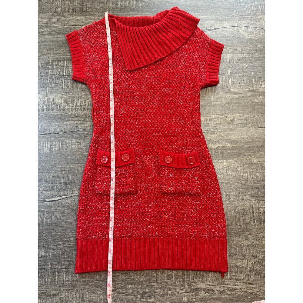 Cherry Stix Girls Cozy Y2K Youth Knit Sweater Dress Pockets Red, Size Large - Picture 7 of 8